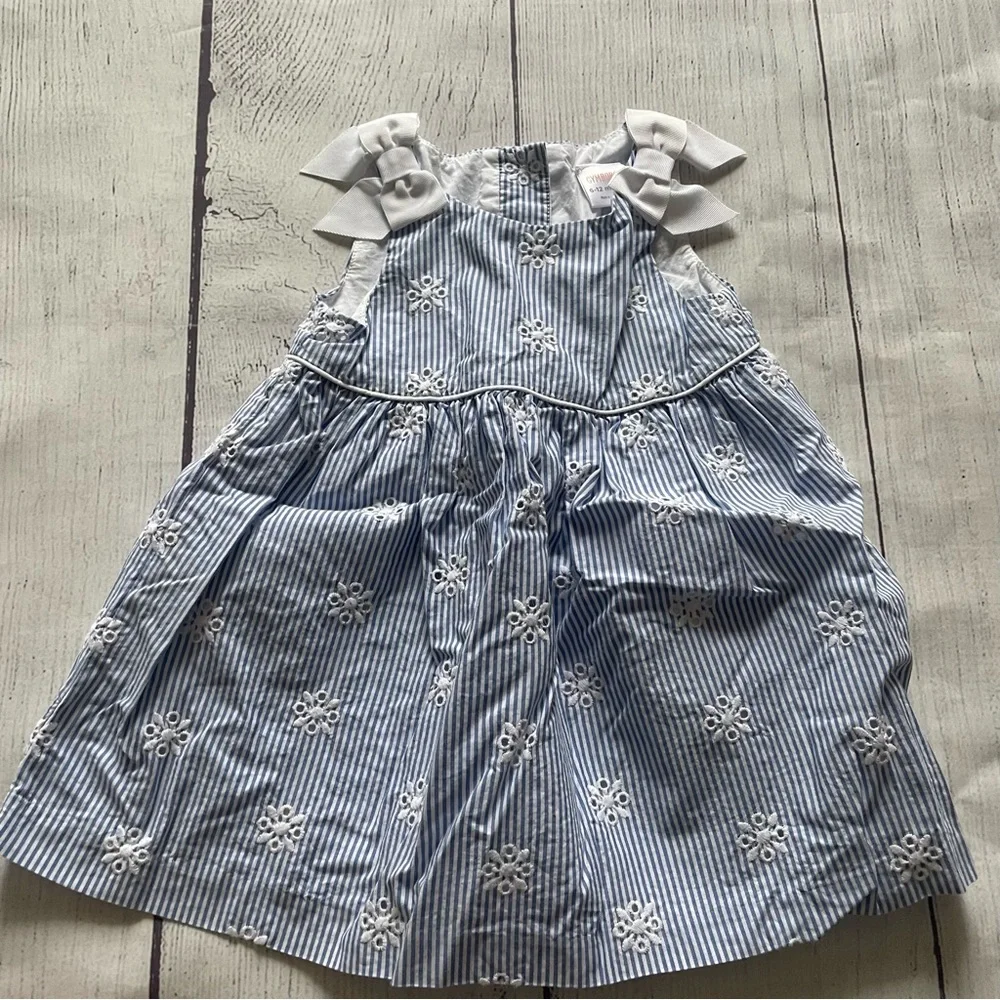 Gymboree Island Hopper Blue Striped Dress Size 6-12 months